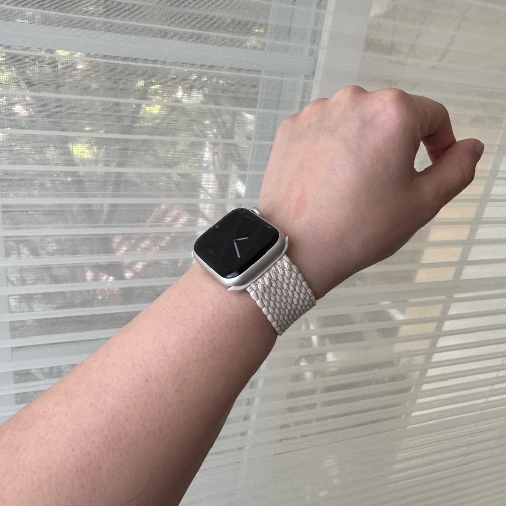 Braided Solo Loop Apple Watch Band Beige/Cream 42/44/45mm (Size S) - Picture 8 of 13